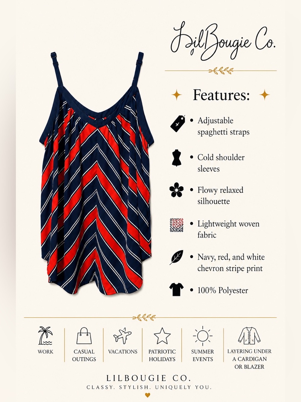 Torrid Size 2 Navy Red Chevron Stripe Cami Tank Top | Size 2X (18/20) - Picture 4 of 9
